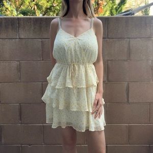 Spring Ditsy Floral Tiered Ruffle Tank Dress Sz M